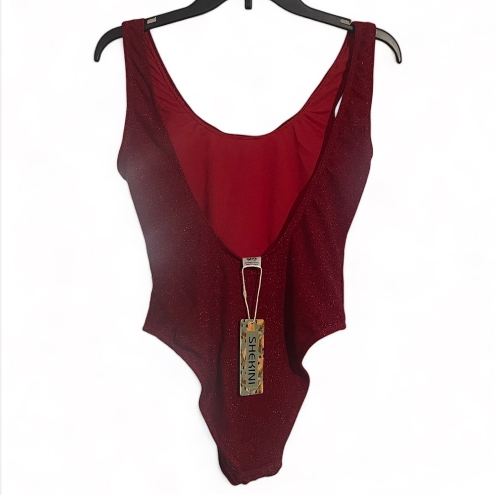 SHEKINI ☀️ Sparkle Metallic Bikini Low Back One Piece Swimsuits - Picture 2 of 4